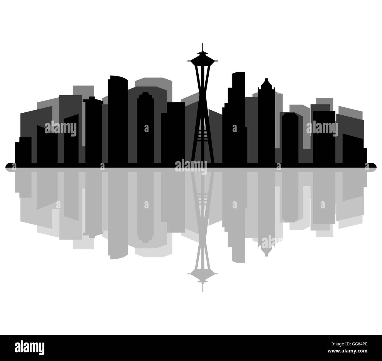 Seattle skyline silhouette Black and White Stock Photos & Images - Alamy