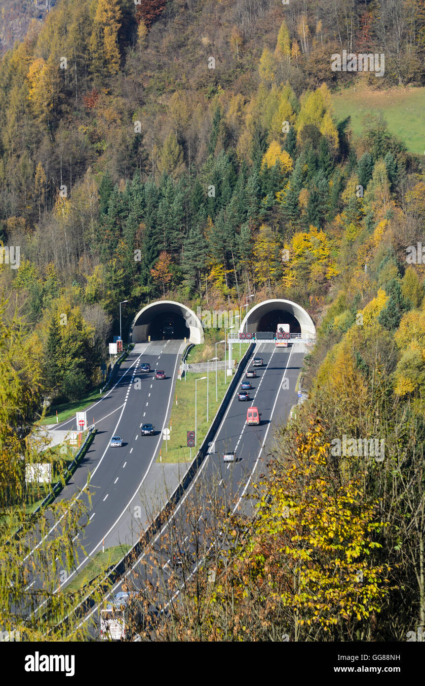 Werfen: Zetzenberg tunnel of the Tauern motorway A10, Austria, Salzburg, Pongau Stock Photo