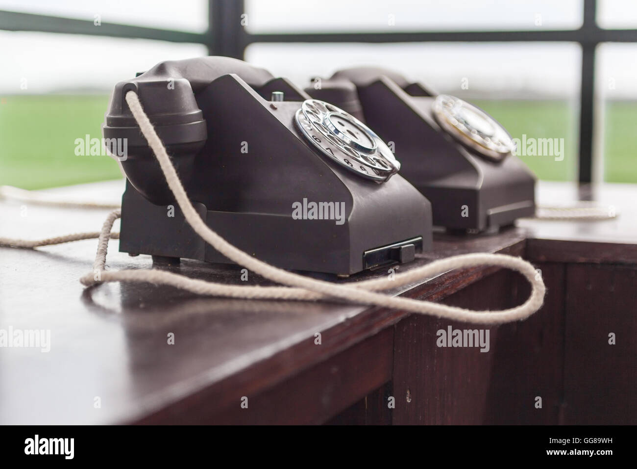 old fashioned vintage rotary telephones Stock Photo
