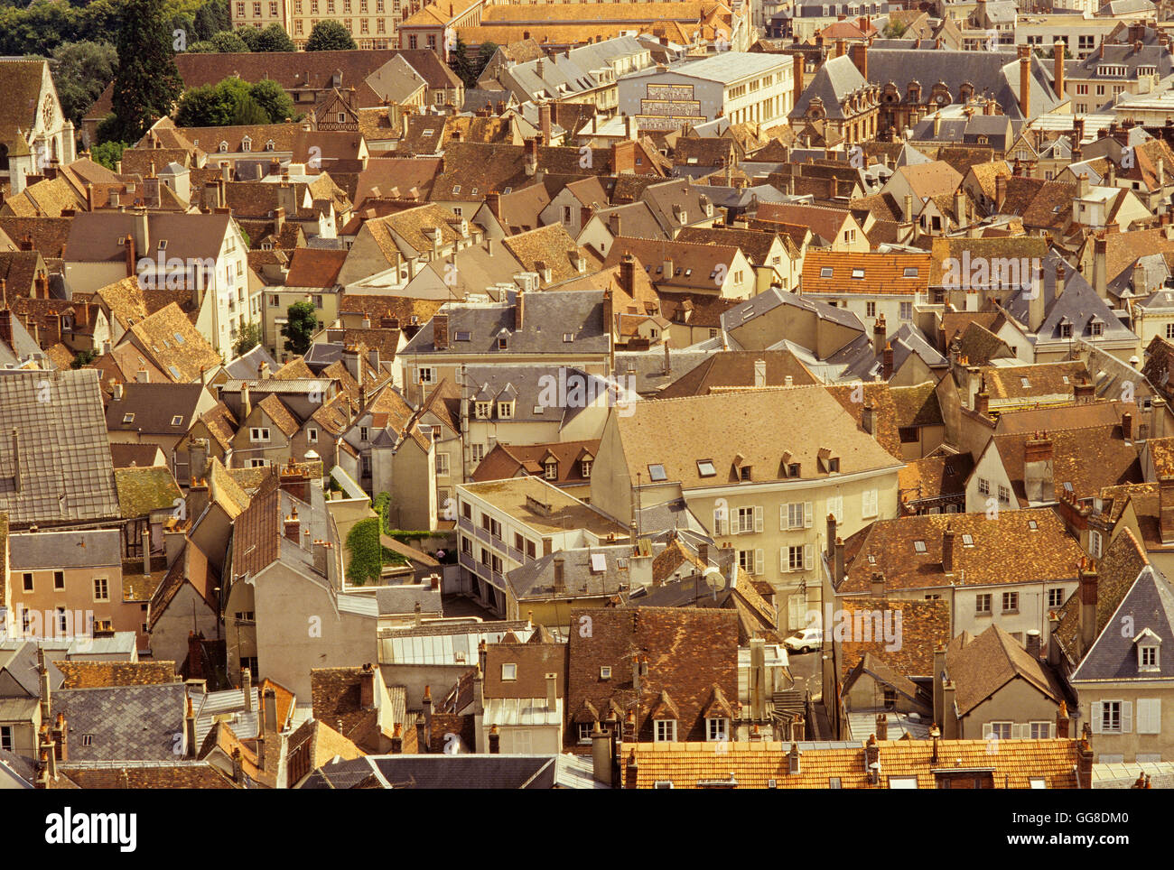 View of crowed rooftops in Paris France Stock Photo