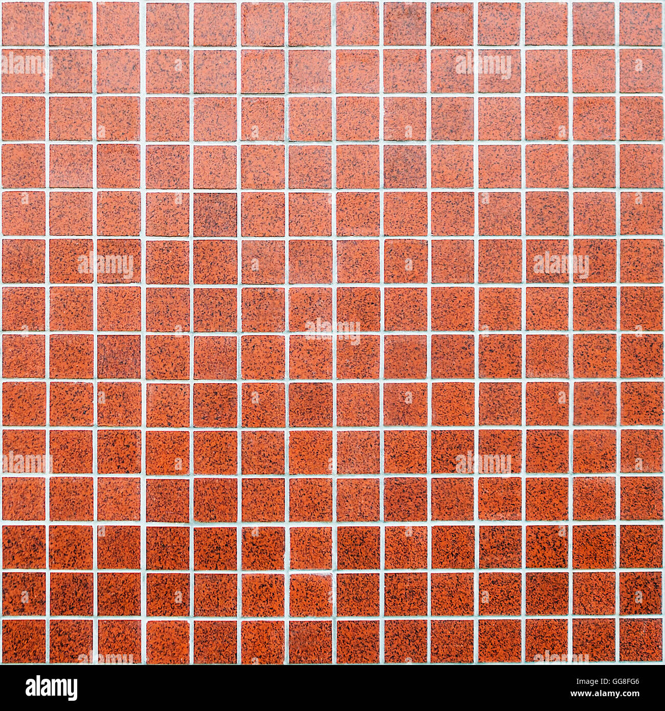 mosaic made of modern red ceramic tiles with squares and white border