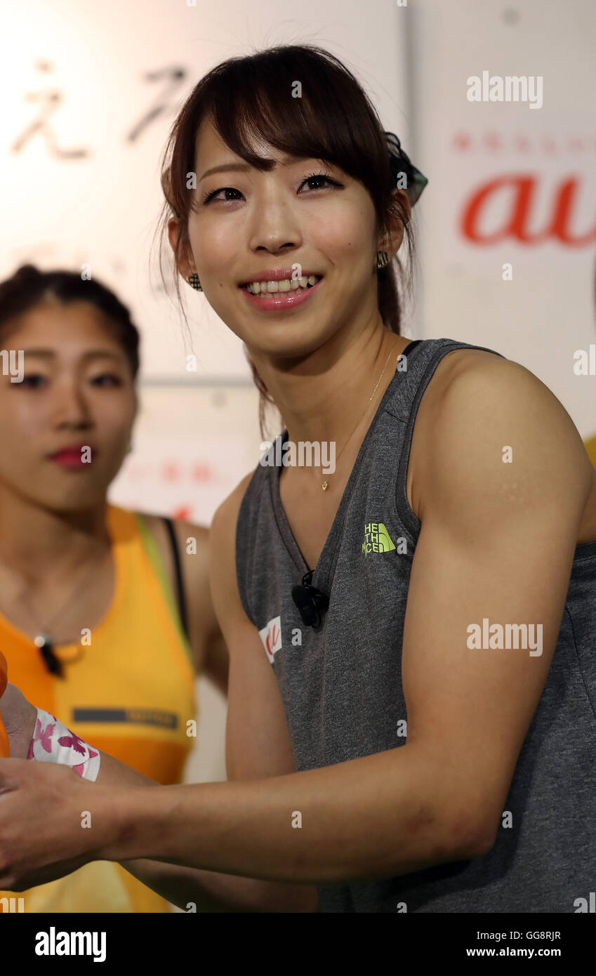 Tokyo, Japan. 9th Aug, 2016. Japan's top sportclimbing athlete Akiyo