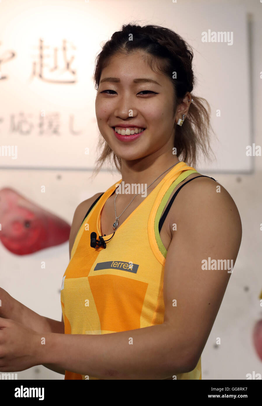 Tokyo, Japan. 9th Aug, 2016. Japan's top sportclimbing athlete Miho