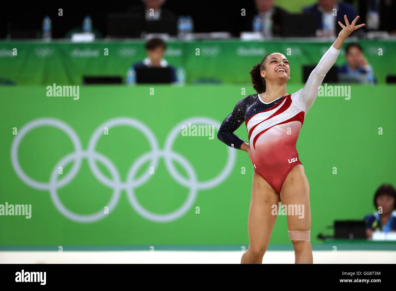 Rio De Janeiro Rj Brazil 9th Aug 16 Usa Women S Gymnastic Team Took Home The Gold Medal In Team Competition For The 2nd Straight Olympics Here Lauren Hernandez Soaks Up The Cheers
