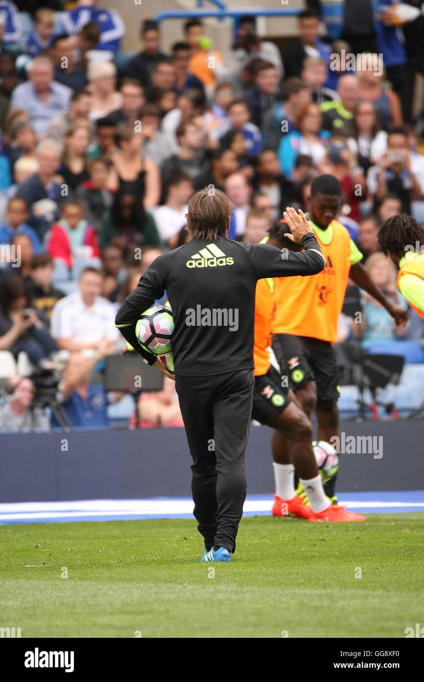 Chelsea Football team train at Stamford Bridge under the watchful eye ...