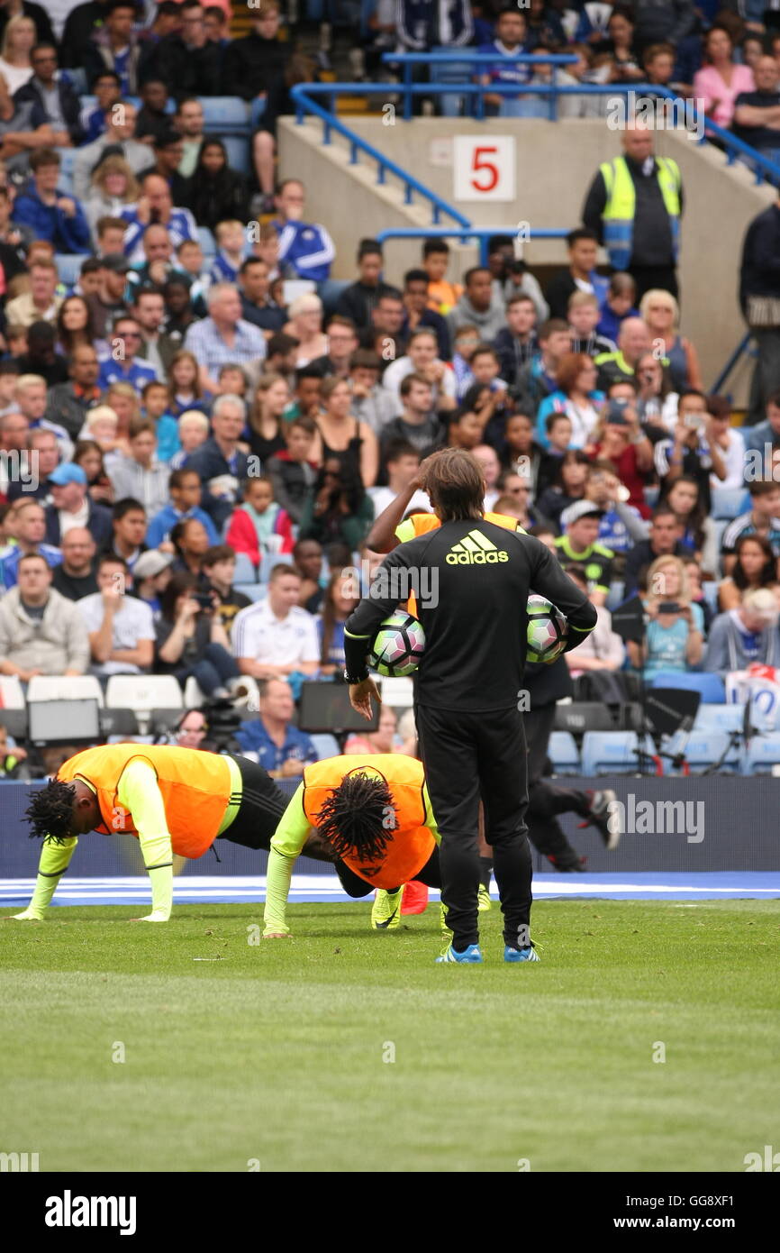 Chelsea Football team train at Stamford Bridge under the watchful eye ...