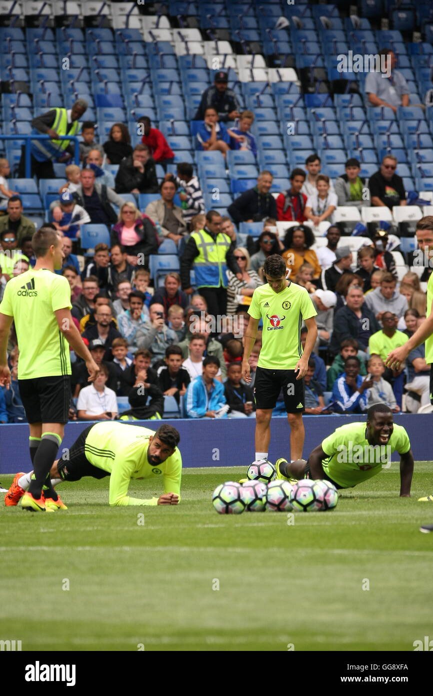 Chelsea Football team train at Stamford Bridge under the watchful eye ...
