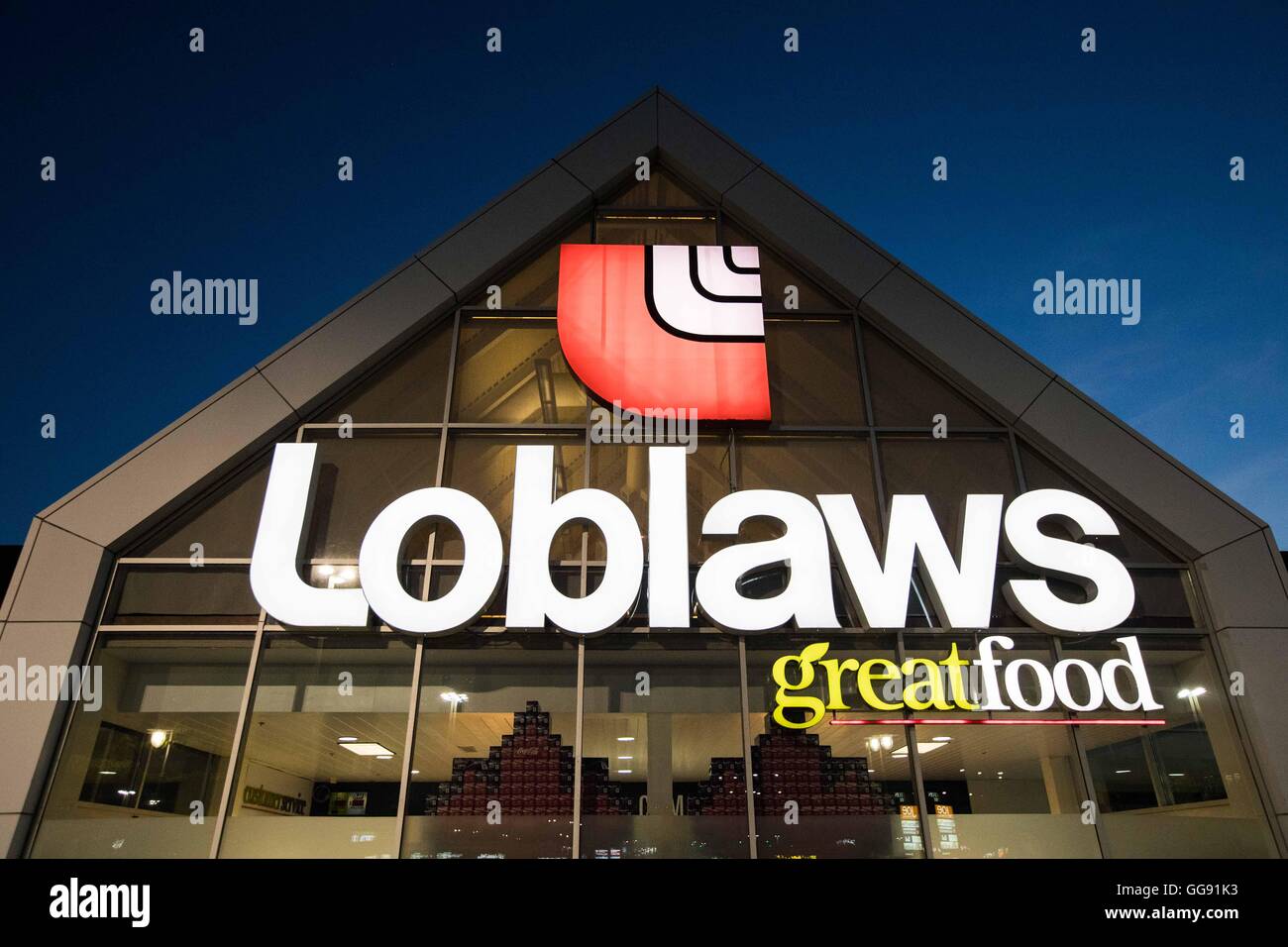 Kingston, Ontario, Canada. 9th Aug, 2016. Loblaws grocery store in