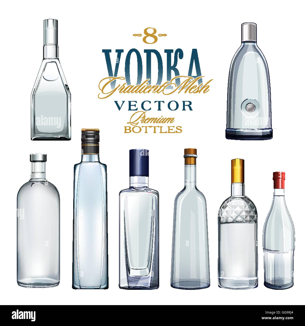 Various Types Of Vodka Bottles. Vector Illustration Stock Vector Image ...