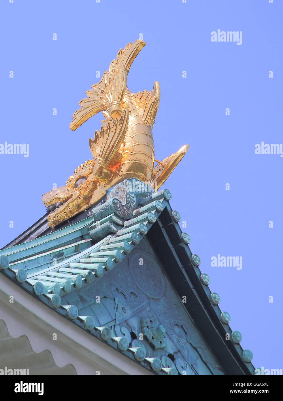 Golden Shachihoko at Nagoya Castle in Nagoya Japan. Stock Photo