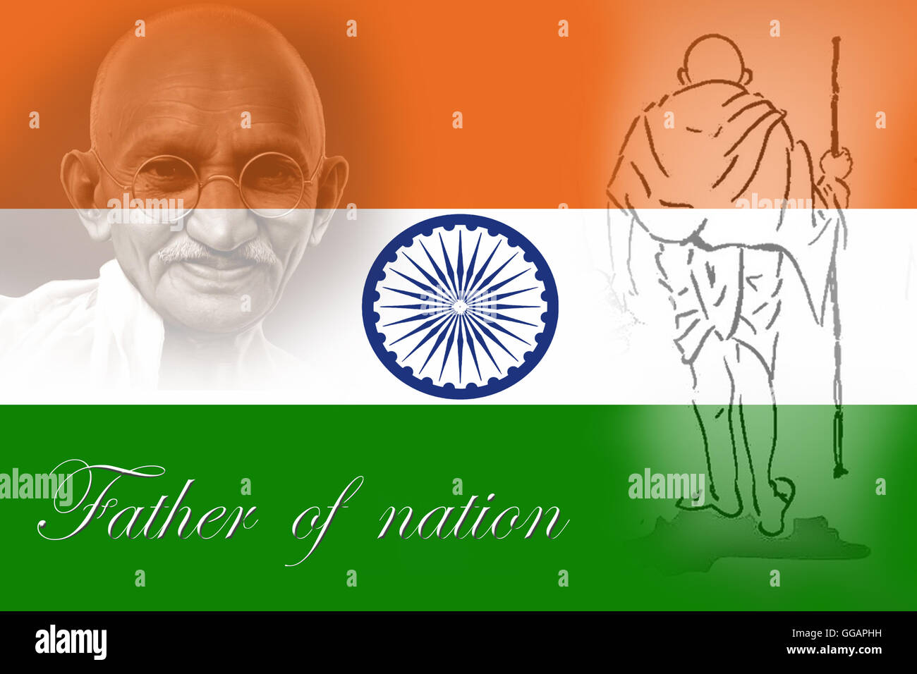 2 Nd October Mahatma Gandhi Birthday Father Of Nation The True Patriotic Mohan Das Karamchand Gandhi Indian National Flag Stock Photo Alamy