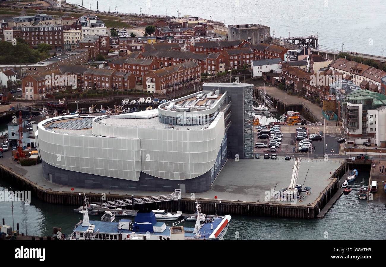 General view of the Headquarters of Land Rover BAR in the Camber, Old Portsmouth Stock Photo
