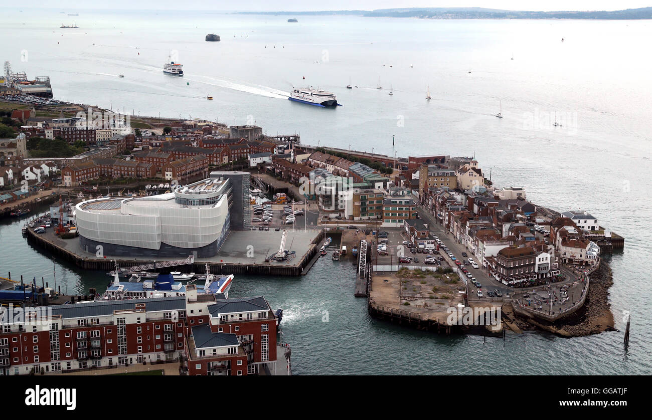 General view of the Headquarters of Land Rover BAR in the Camber, Old Portsmouth Stock Photo