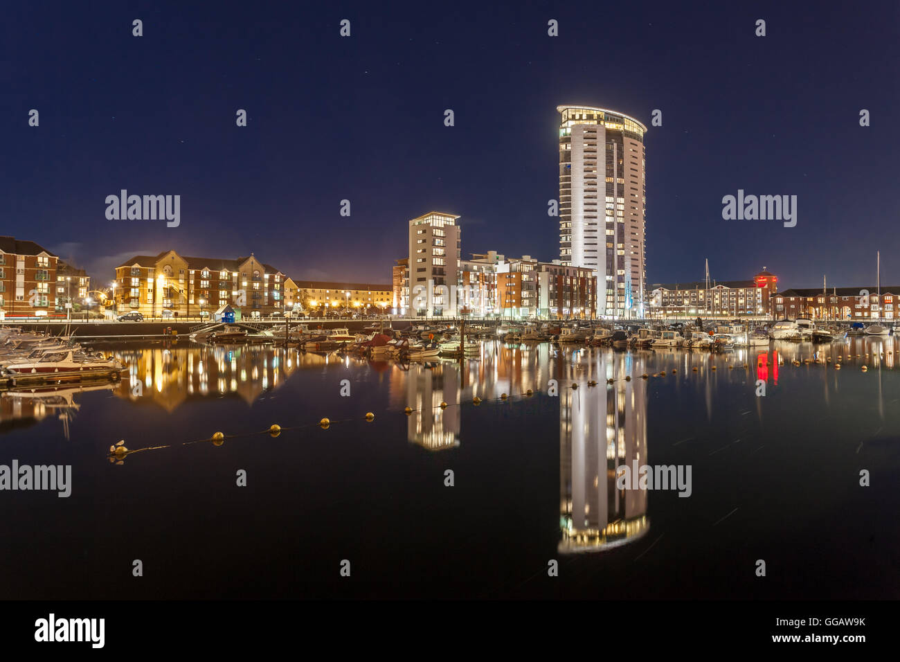 The Meridian tower in Swansea Marina Stock Photo Alamy