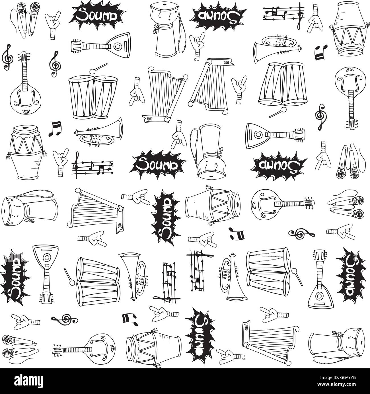 Collection stock music doodles set Stock Vector Image & Art - Alamy
