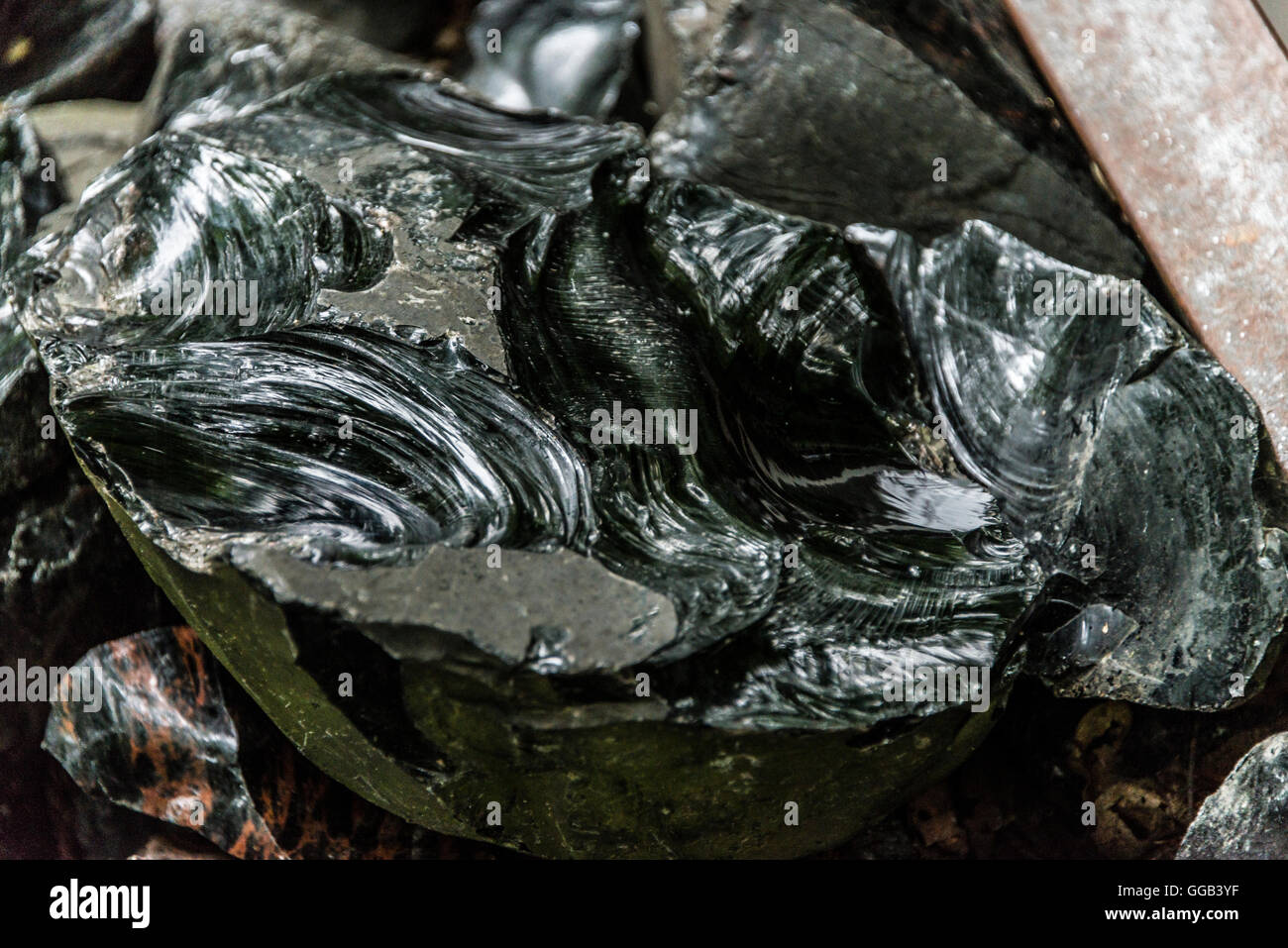 Obsidian rock Stock Photo