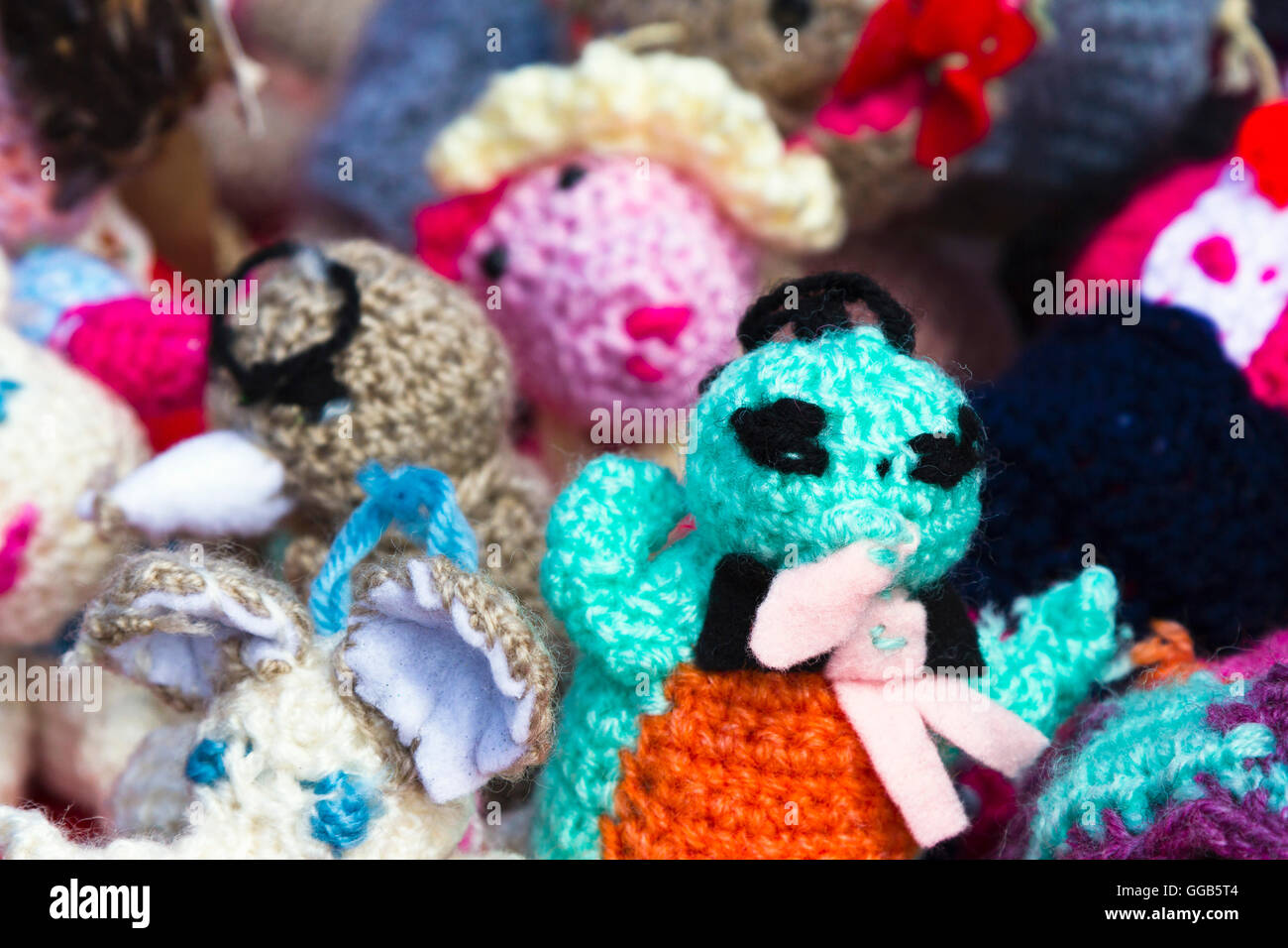 Collection of knitted toys Stock Photo