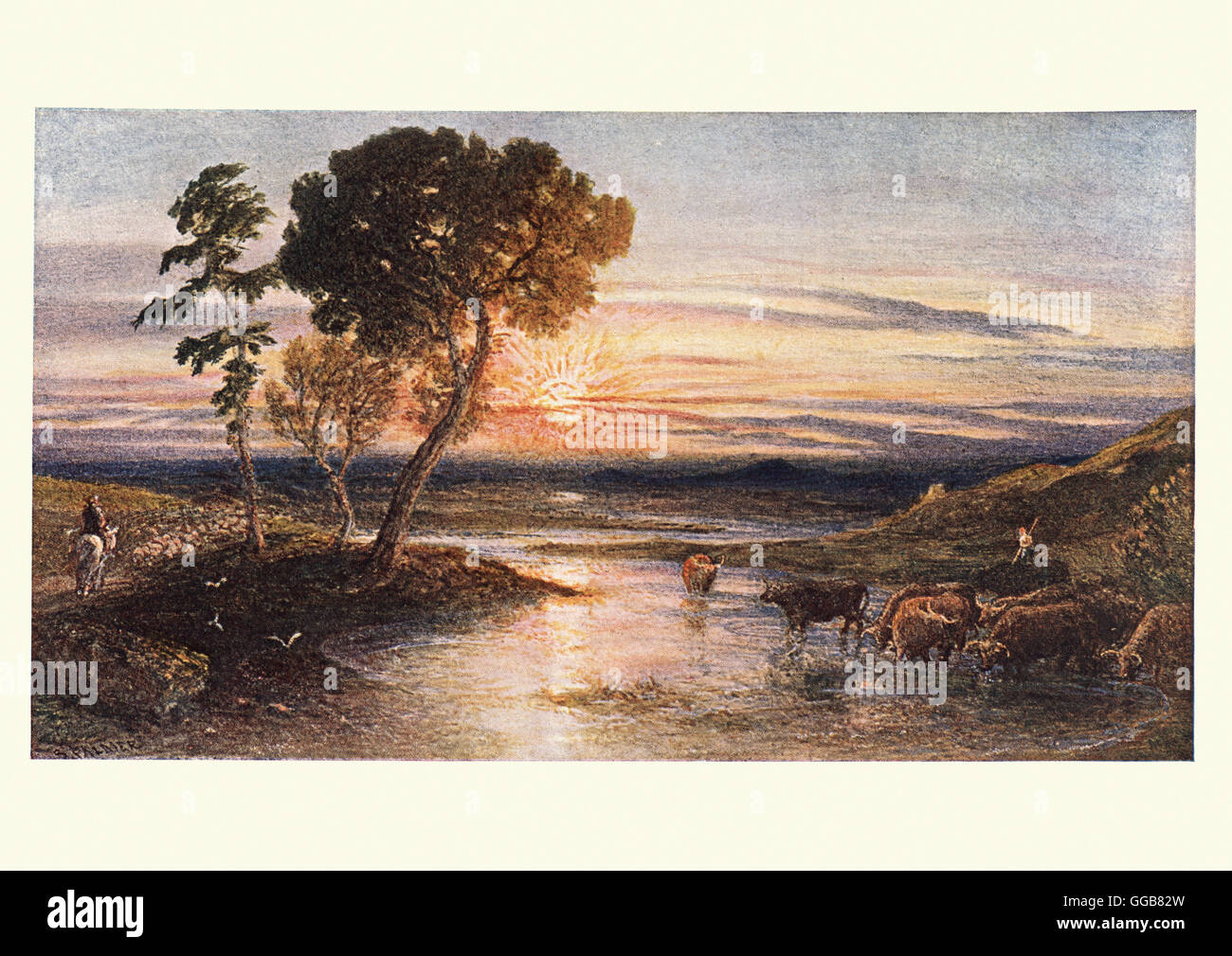 The Winding Stream, after the watercolour by Samuel Palmer Stock Photo