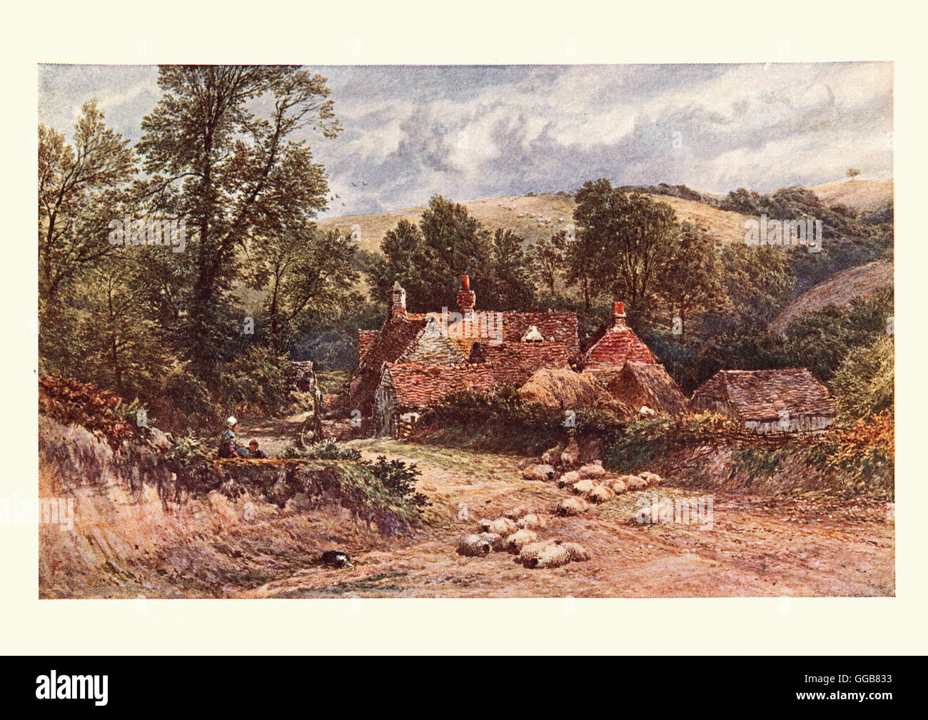 A Surrey Lane, after the watercolour by Myles Birket Foster Stock Photo