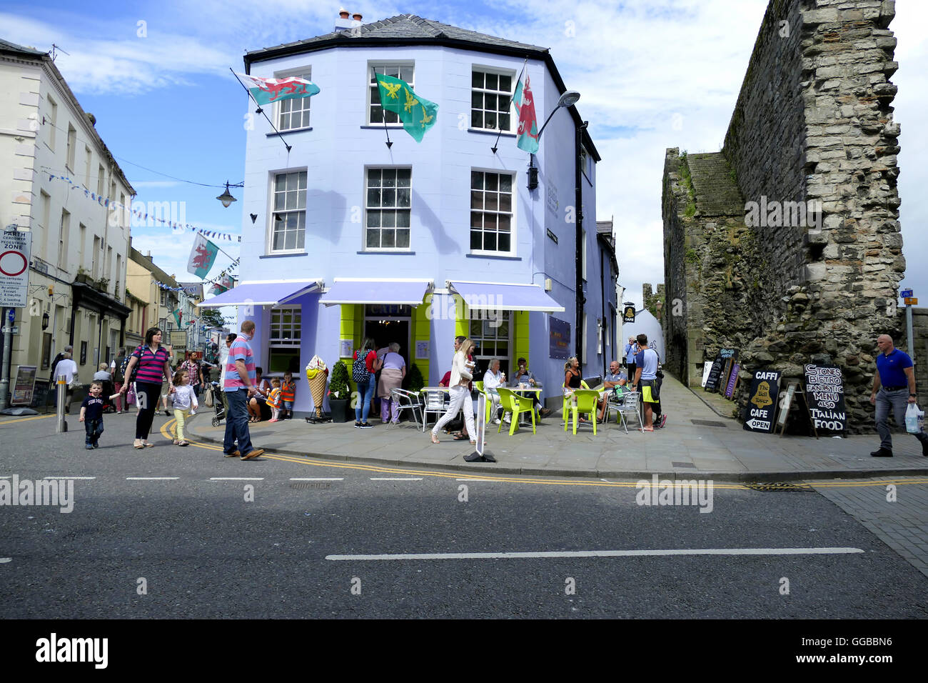 Caernarfon, North Wales, UK. July 21, 2016. The Ice cream parlour and