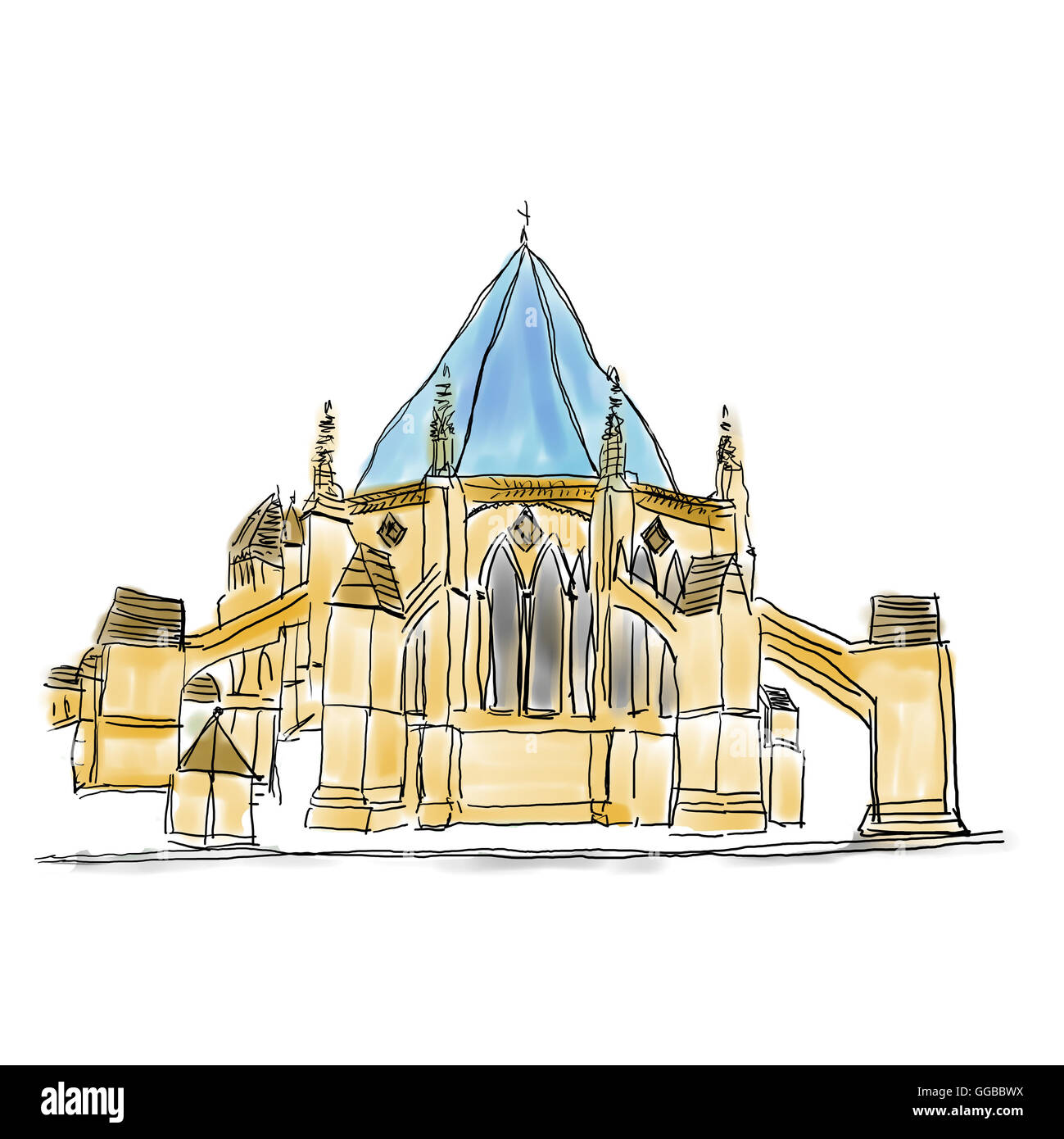 Cathedral freehand sketch on white background Stock Photo