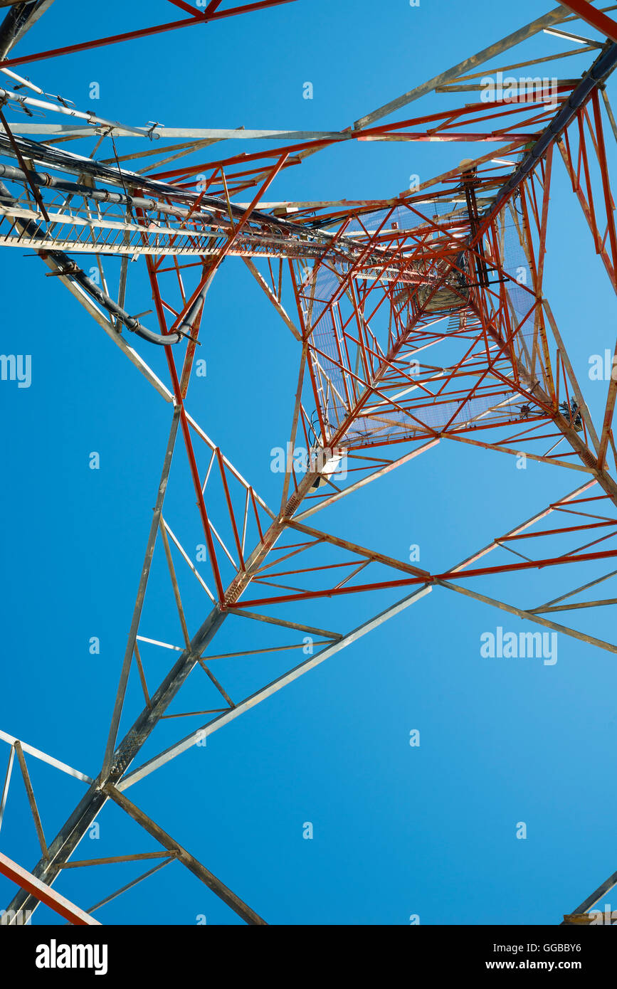Giant antenna's pylon in front of Monastery at the top of Mount