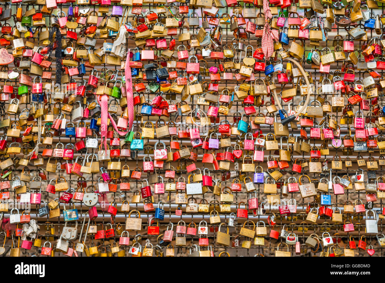 Love padlocks, Hohenzollern Bridge, Cologne Stock Photo