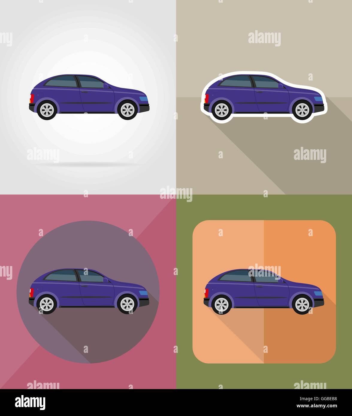 car transport flat icons vector illustration isolated on background ...