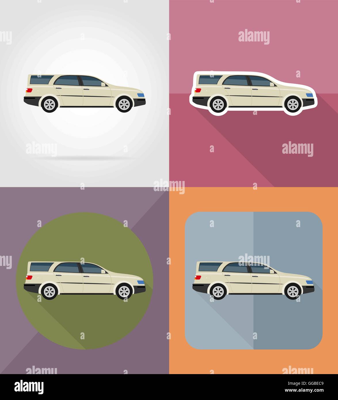 car transport flat icons vector illustration isolated on background ...