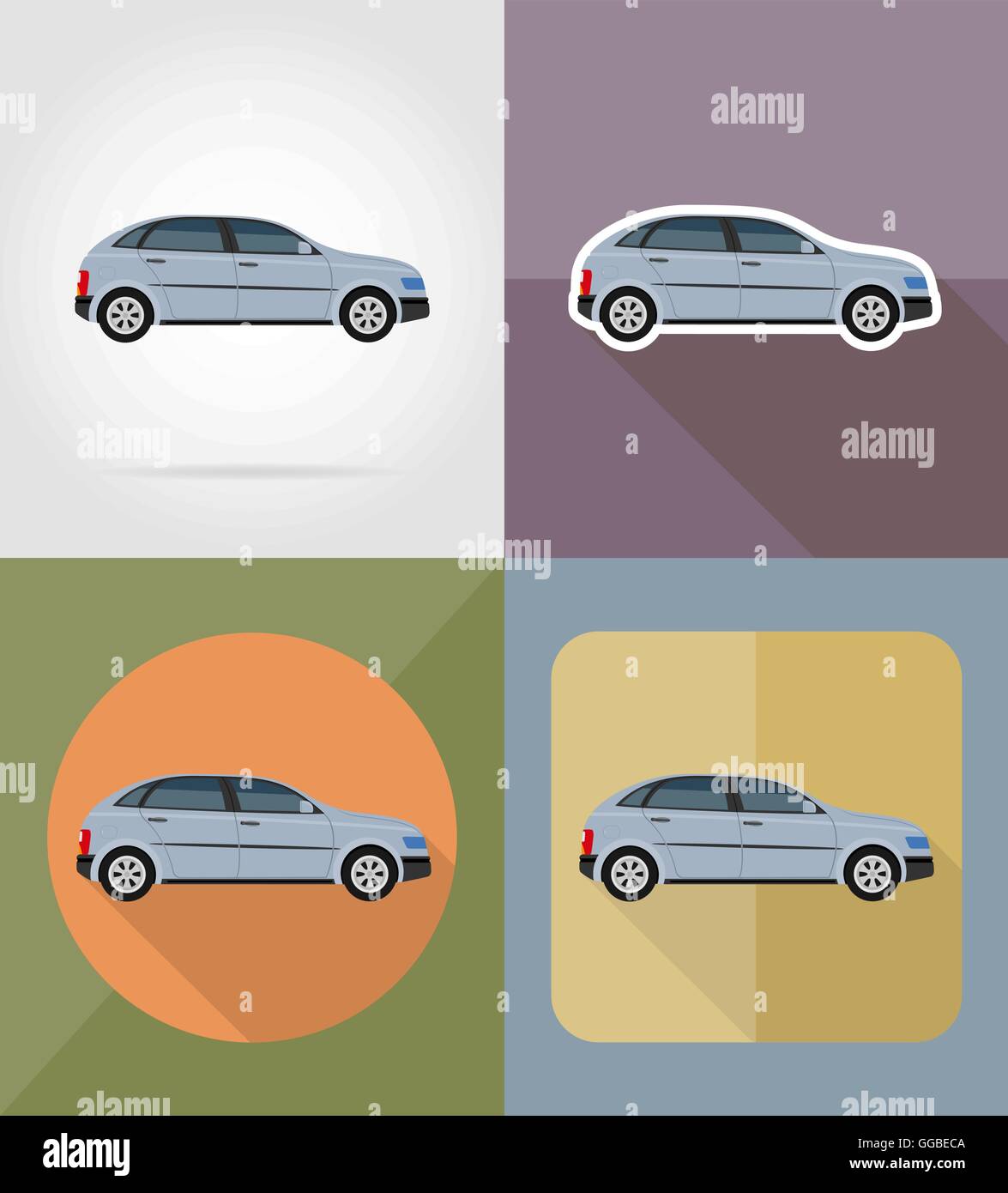 car transport flat icons vector illustration isolated on background ...