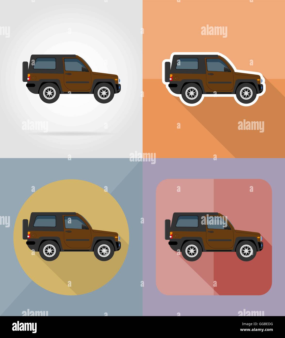 suv transport flat icons vector illustration isolated on background ...