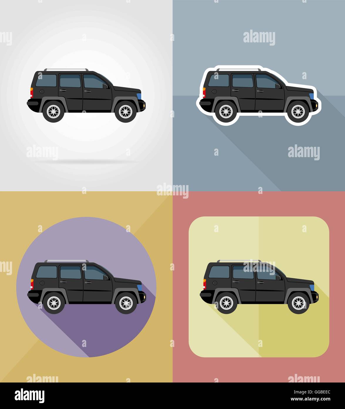 suv transport flat icons vector illustration isolated on background ...