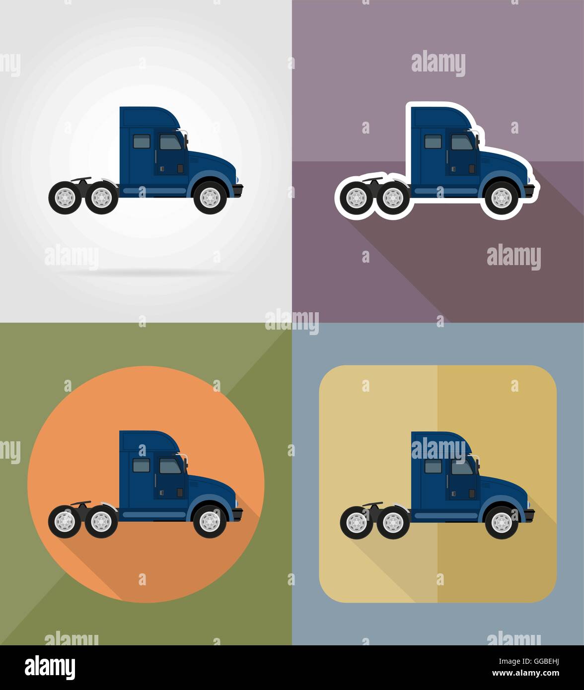 truck for transportation cargo flat icons vector illustration isolated ...