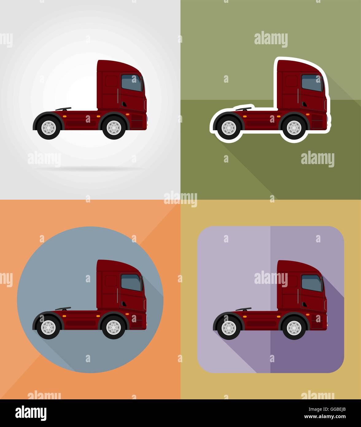 truck for transportation cargo flat icons vector illustration isolated ...