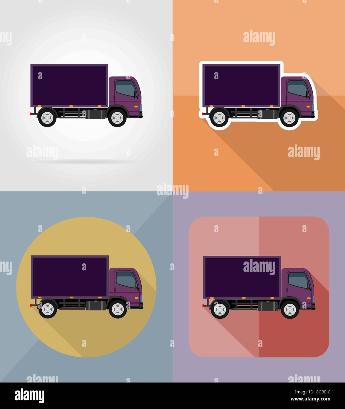 truck for transportation cargo flat icons vector illustration isolated ...