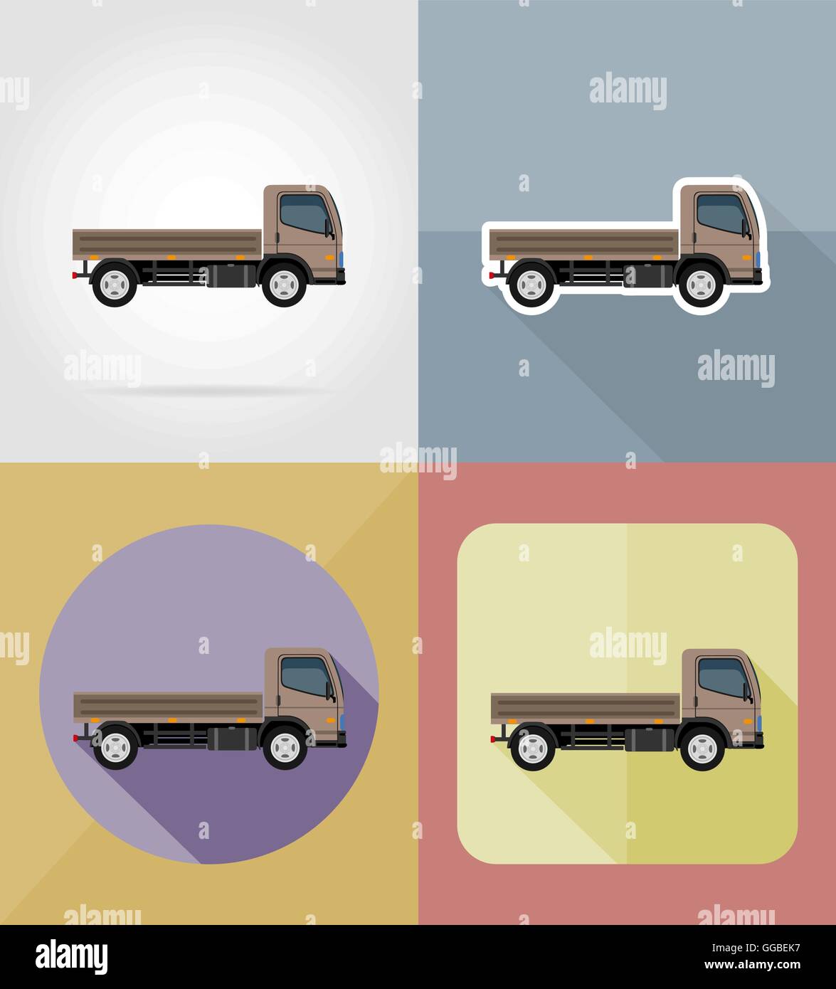truck for transportation cargo flat icons vector illustration isolated ...
