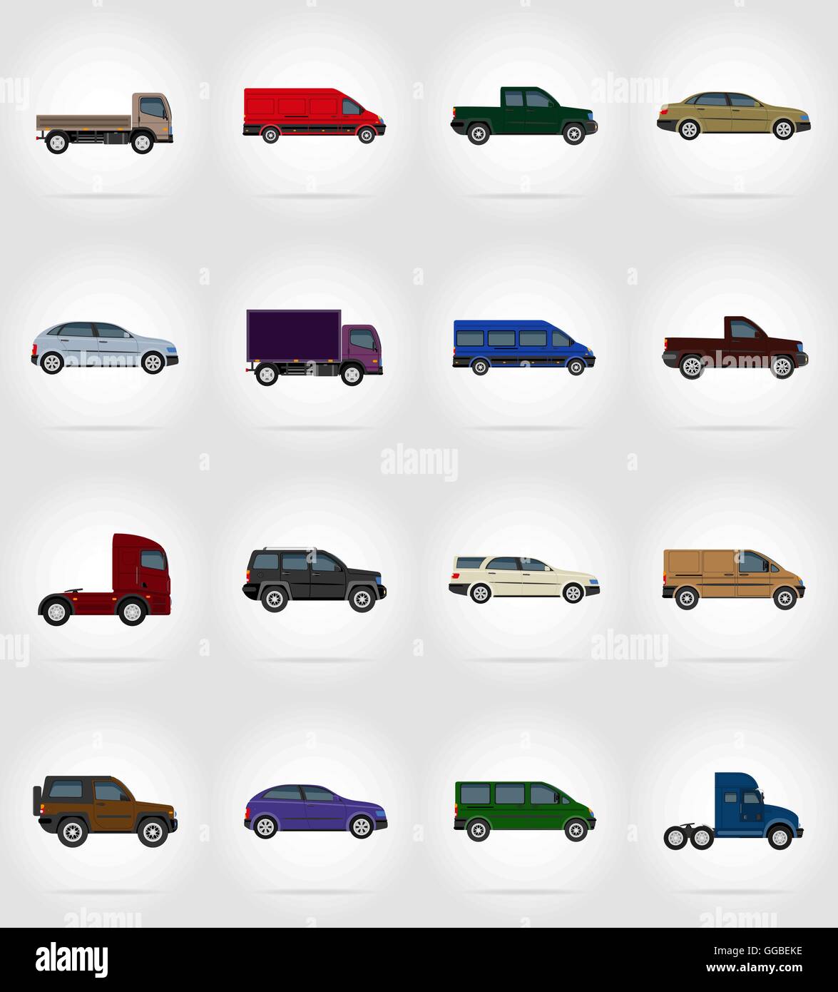 transport flat icons vector illustration isolated on background Stock ...