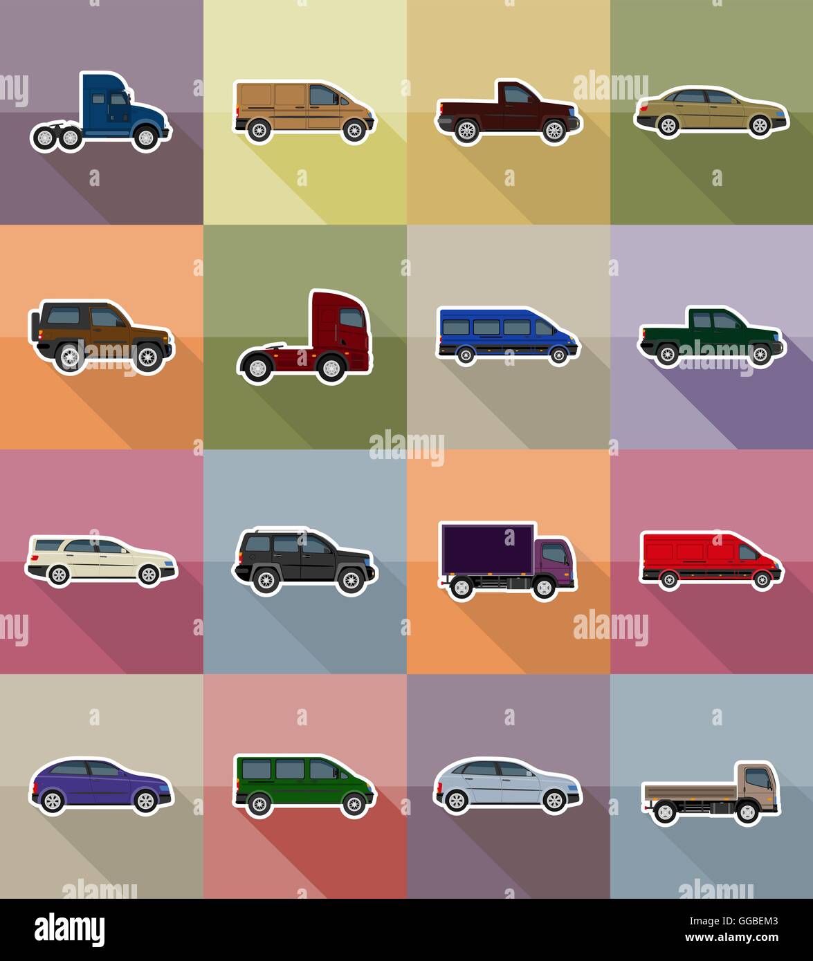 transport flat icons vector illustration isolated on background Stock ...