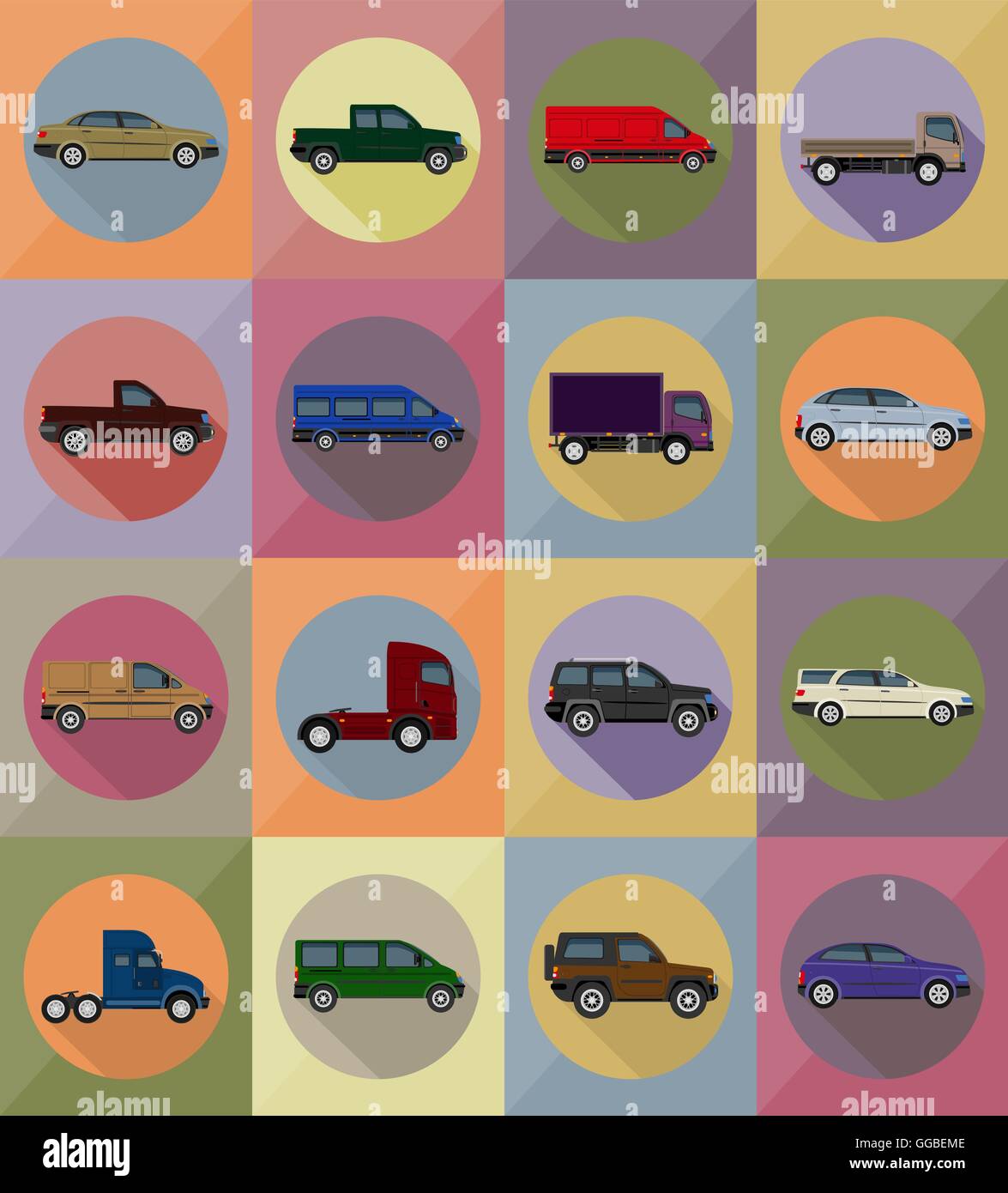 transport flat icons vector illustration isolated on background Stock ...