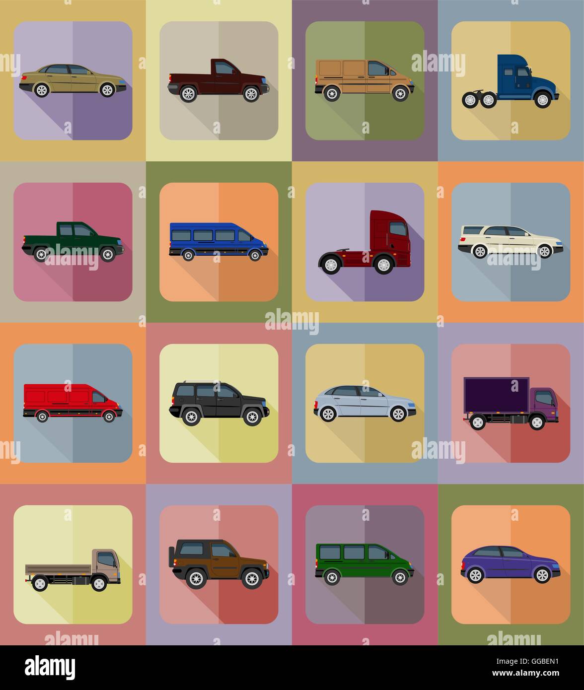 transport flat icons vector illustration isolated on background Stock ...