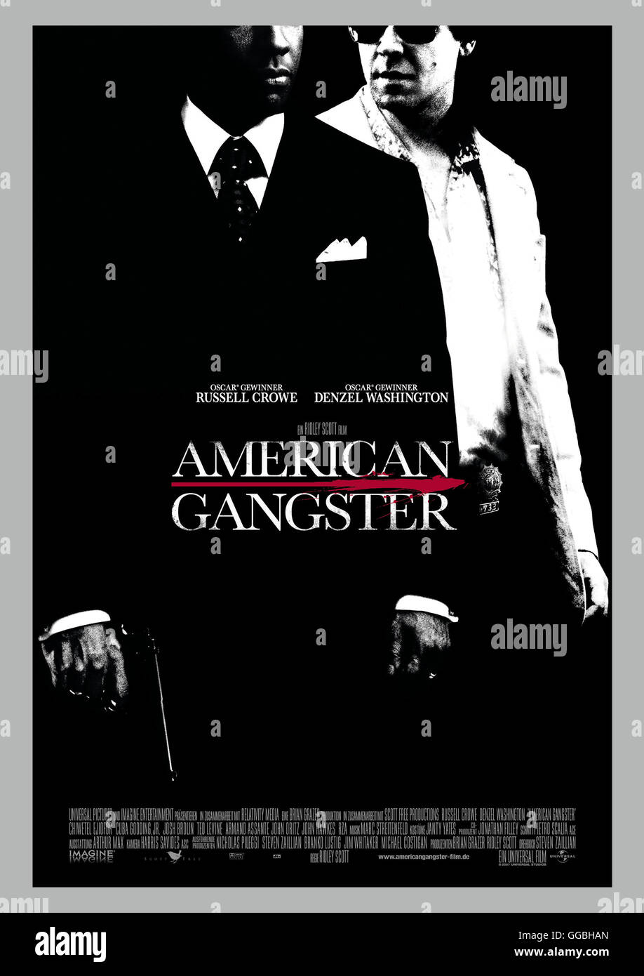 American Gangster / Filmplakat Regie: Ridley Scott aka. American Gangster Stock Photo