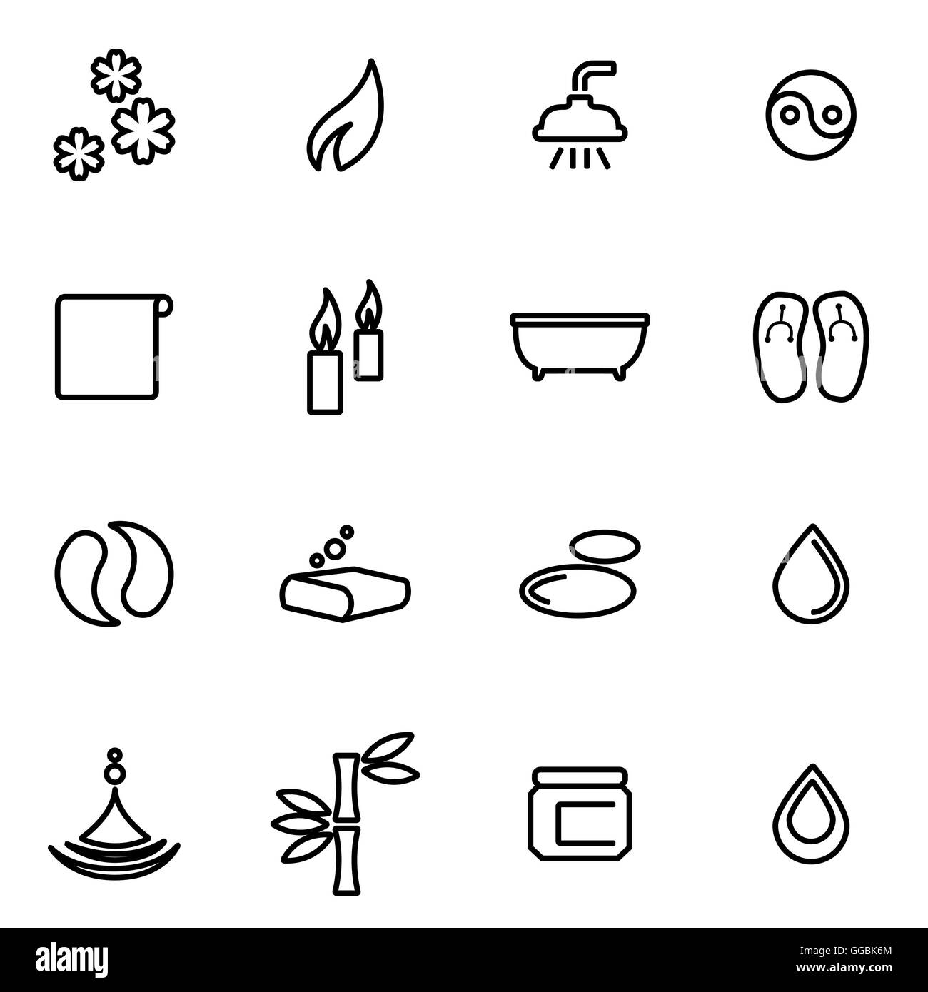 Vector line spa icon set on white background Stock Vector Image & Art ...