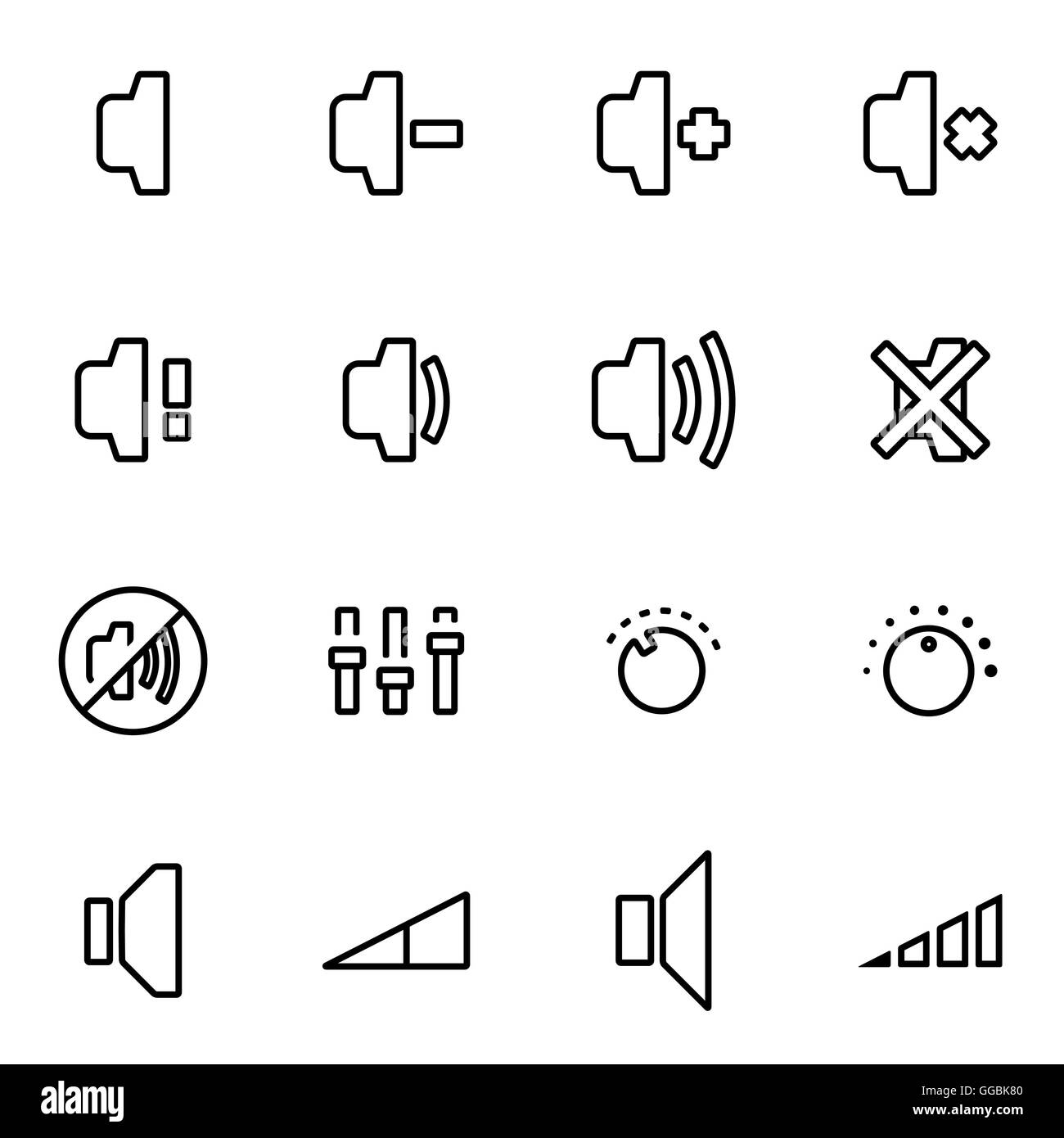 Vector line speaker icon set on white background Stock Vector Image ...