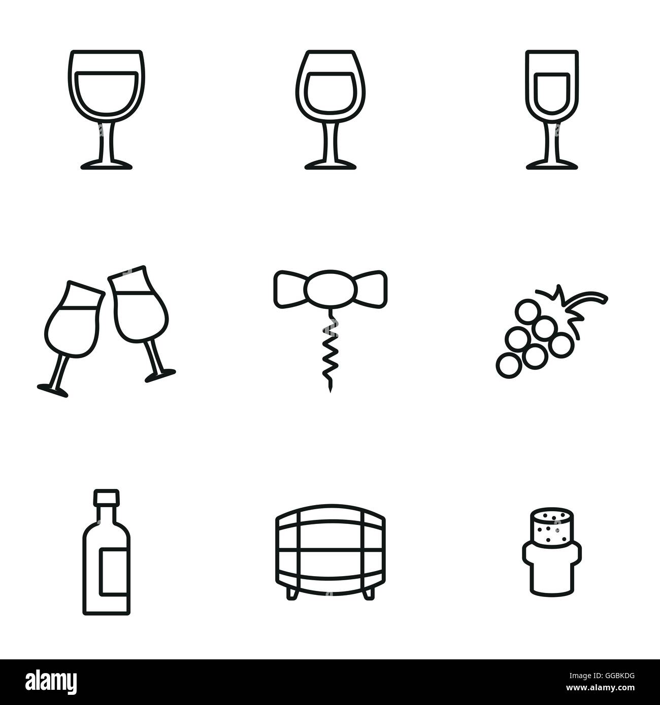 Vector line wine icon set on white background Stock Vector Image & Art ...