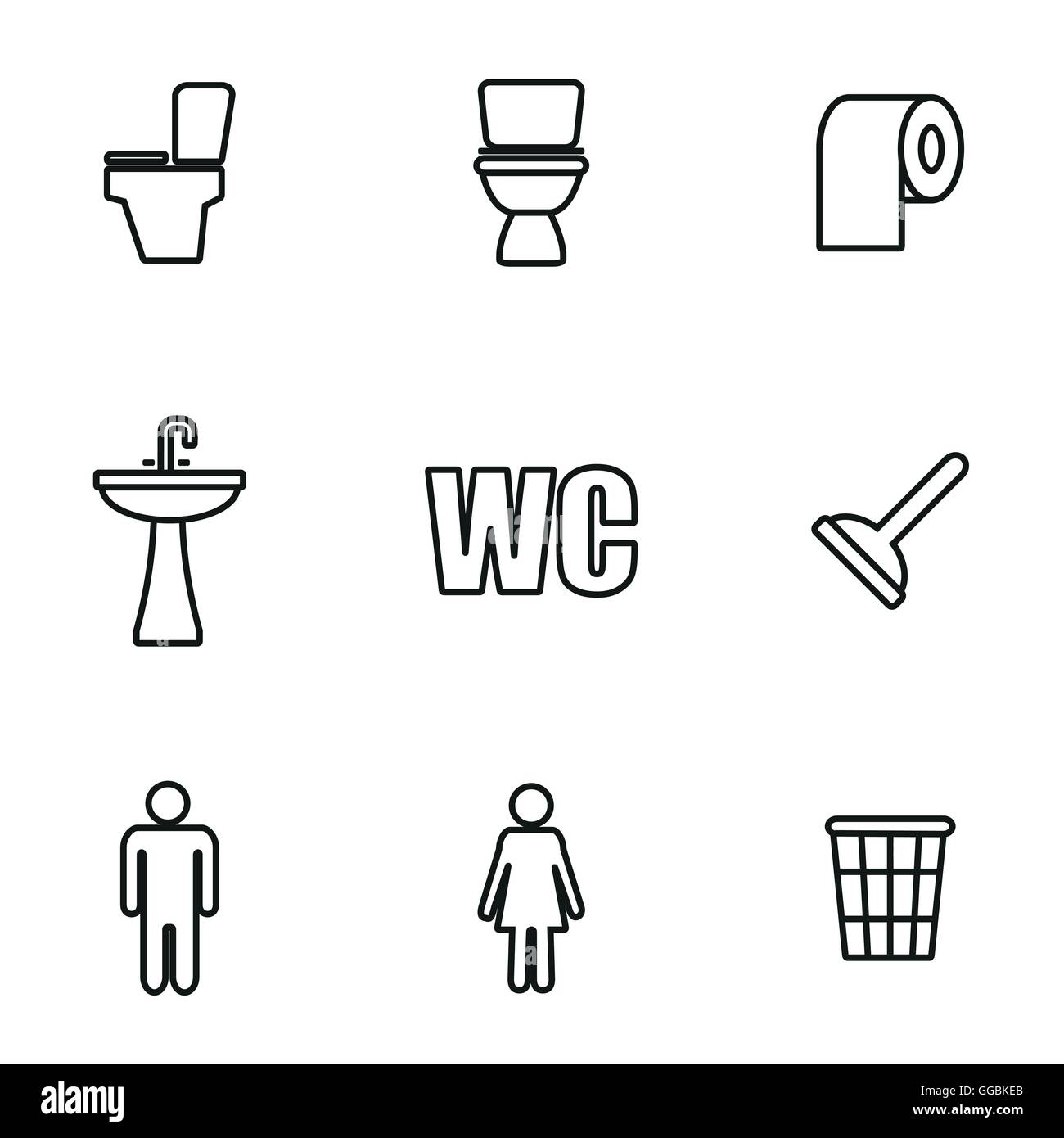 Vector line toilet icon set on white background Stock Vector Image ...