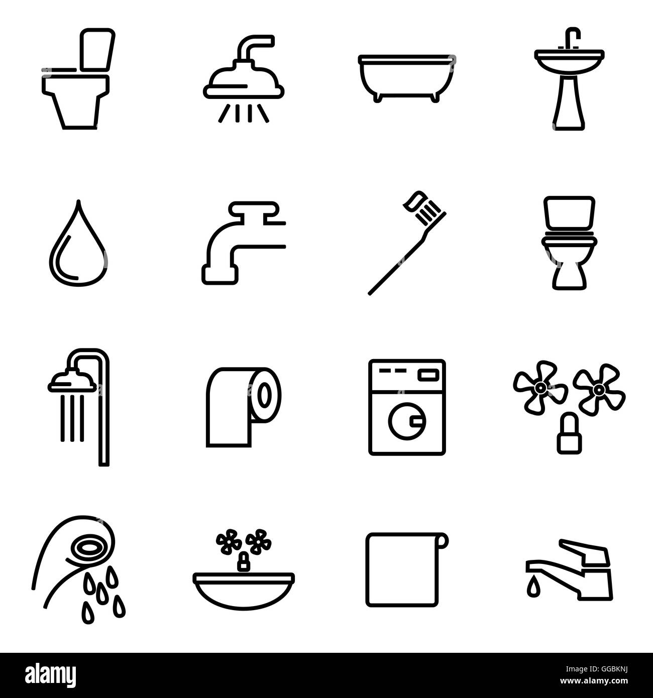Vector line bathroom icon set Stock Vector Image & Art - Alamy