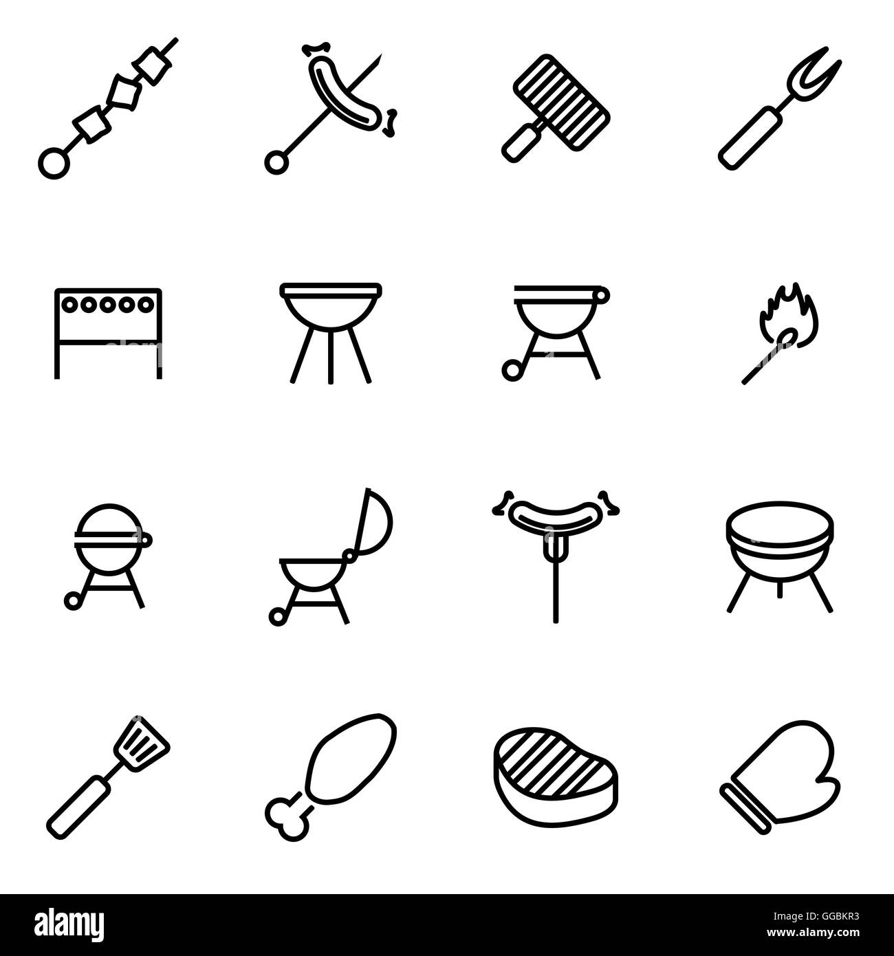 Vector line barbecue icon set Stock Vector Image & Art - Alamy