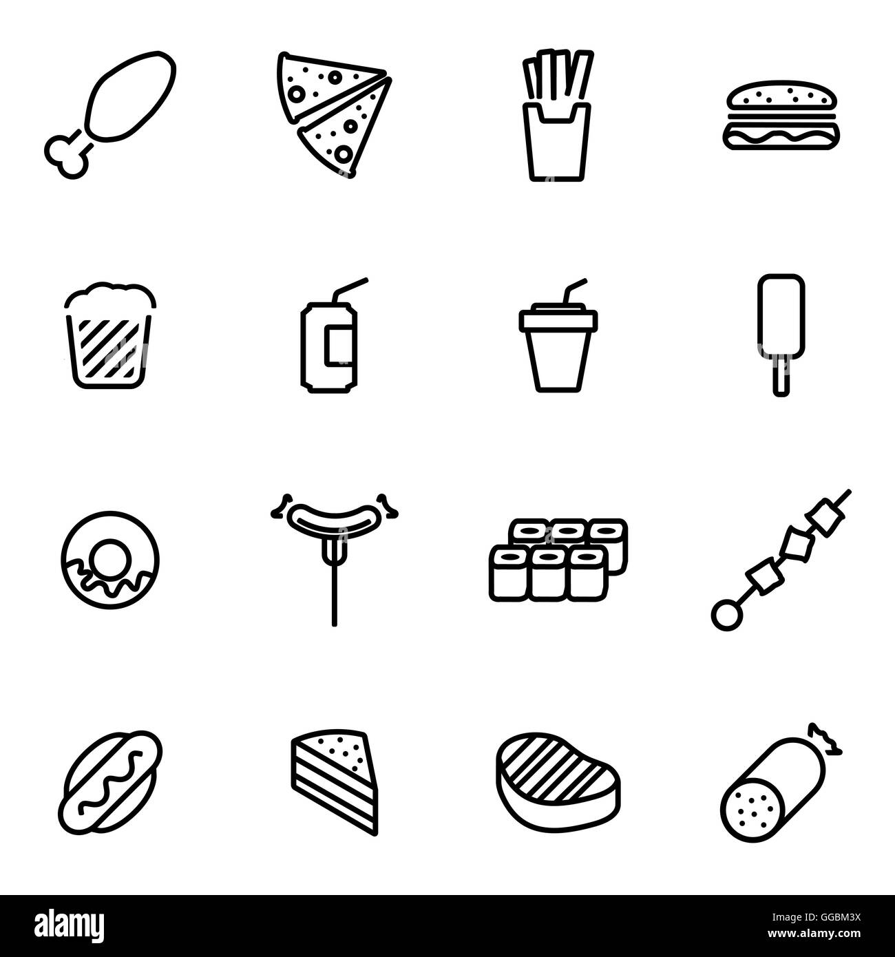 Vector line fastfood icon set Stock Vector Image & Art - Alamy