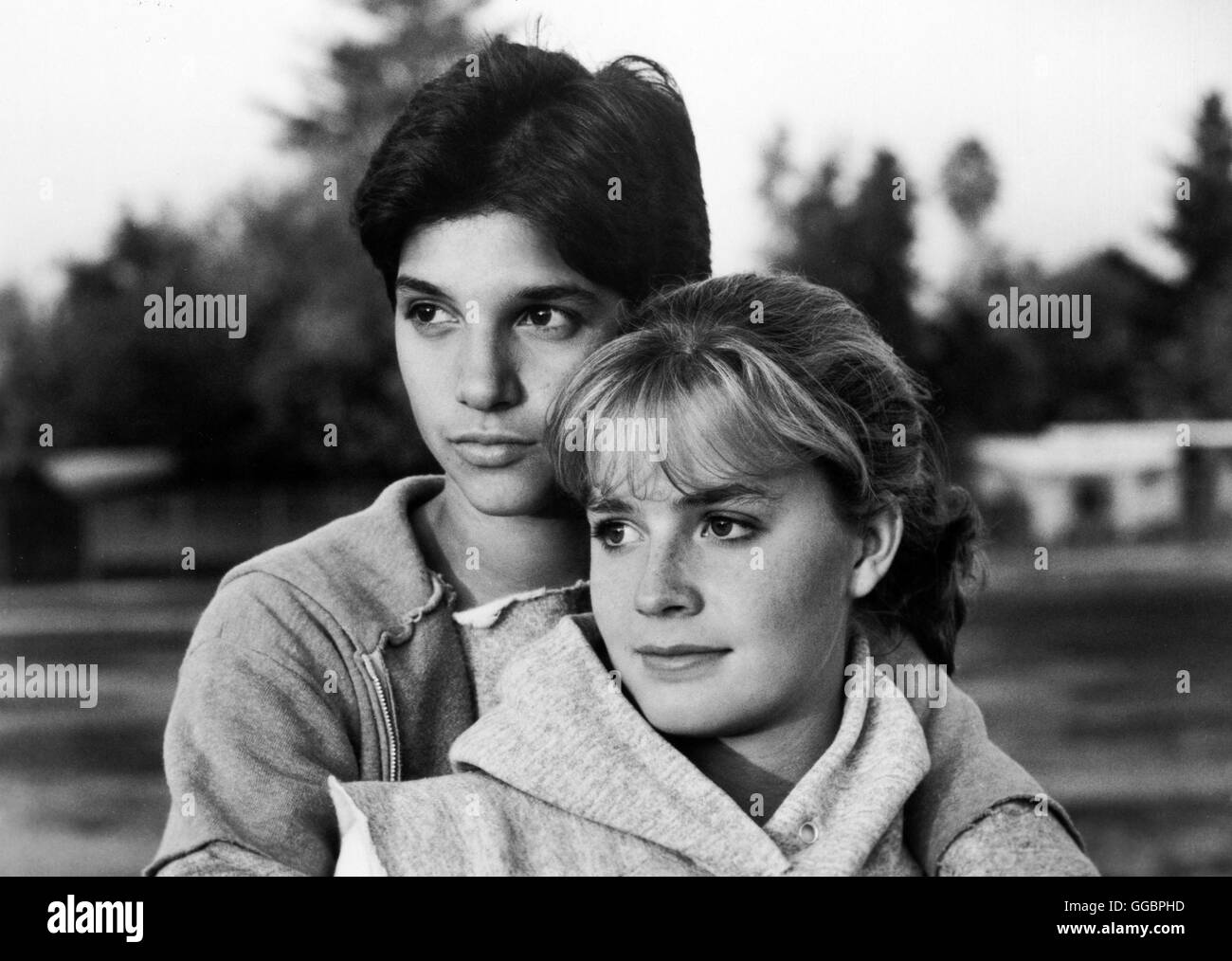 KARATE KID / The Karate Kid USA 1983 / John G. Avildsen Eigentlich gefällt es dem 16jährigen Daniel (RALPH MACCHIO) ganz gut Kalifornien. Doch er hat in der neuen Umgebung auch Probleme: Einige Jungs seiner Schule verprügeln ihn. Als er den unscheinbaren japanischen Hausmeister Miyagi kennenlernt, ändert sich sein Leben grundlegend. Miyaki ist ein Karate-Meister und weiht Daniel in die Geheimnisse der Kampfkunst ein... Foto: Daniels Freundin Ali (ELISABETH SHUE) Regie: John G. Avildsen aka. The Karate Kid Stock Photo