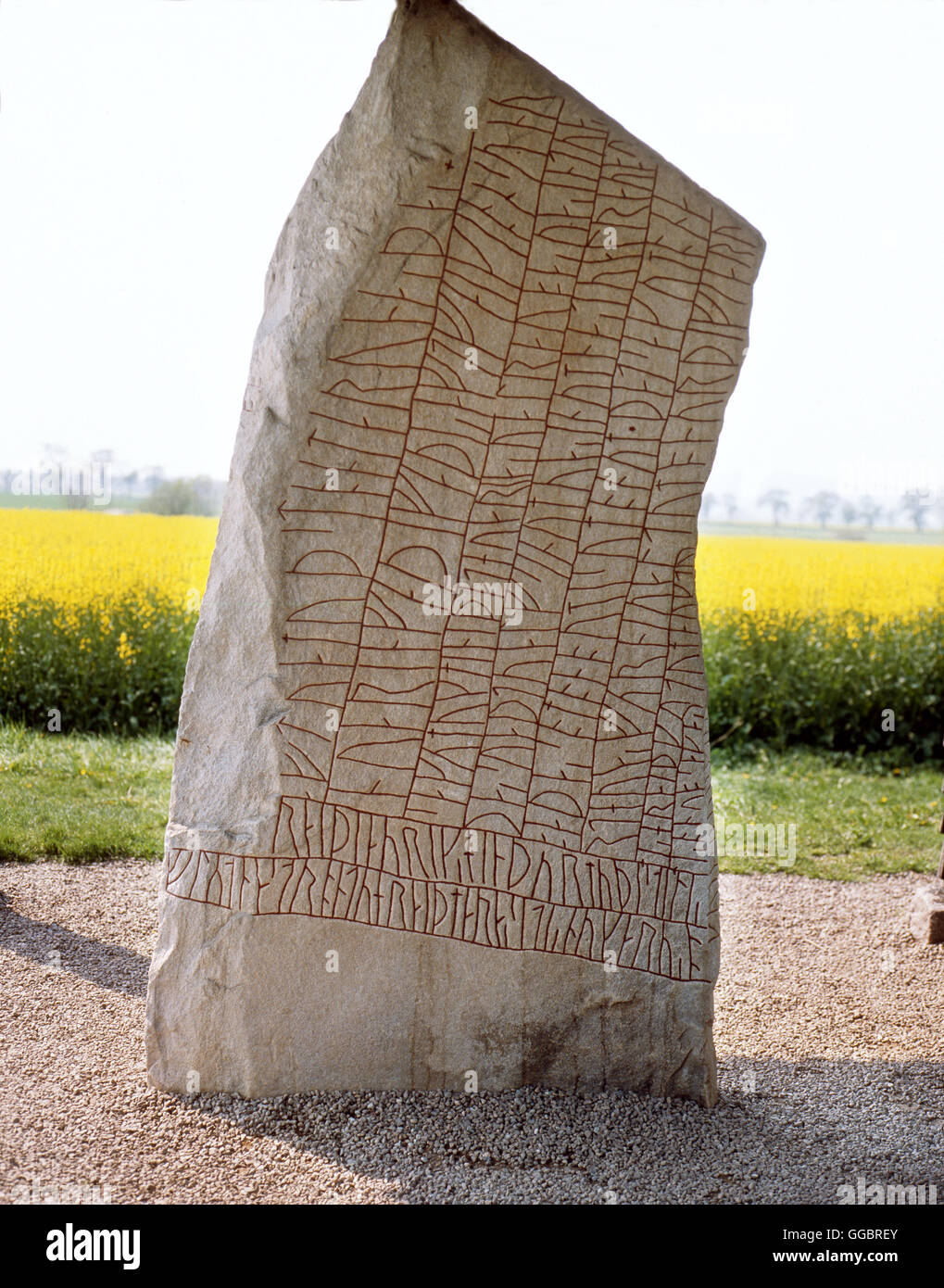 Rune stone from the viking age Stock Photo